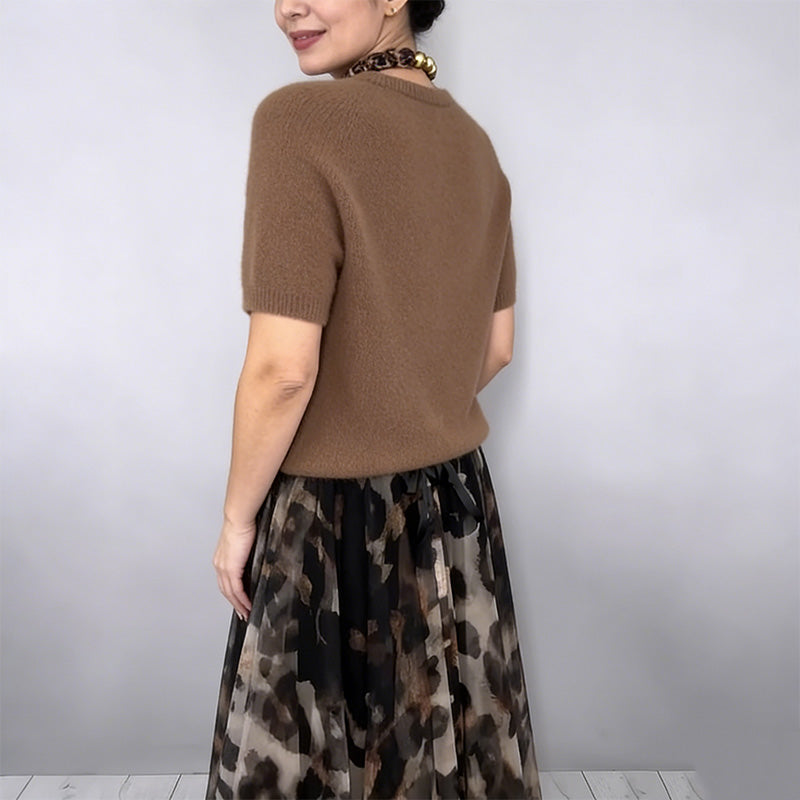 VELESSA | CHIC LEOPARD SKIRT & SWEATER SET