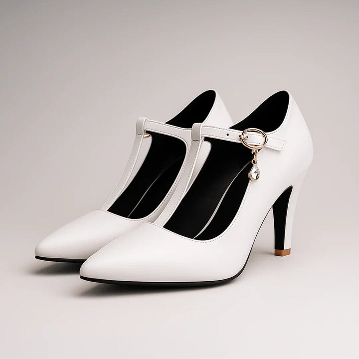 FIORELLA | LUXE GOLD-CHARM T-STRAP PLATFORM HEELS