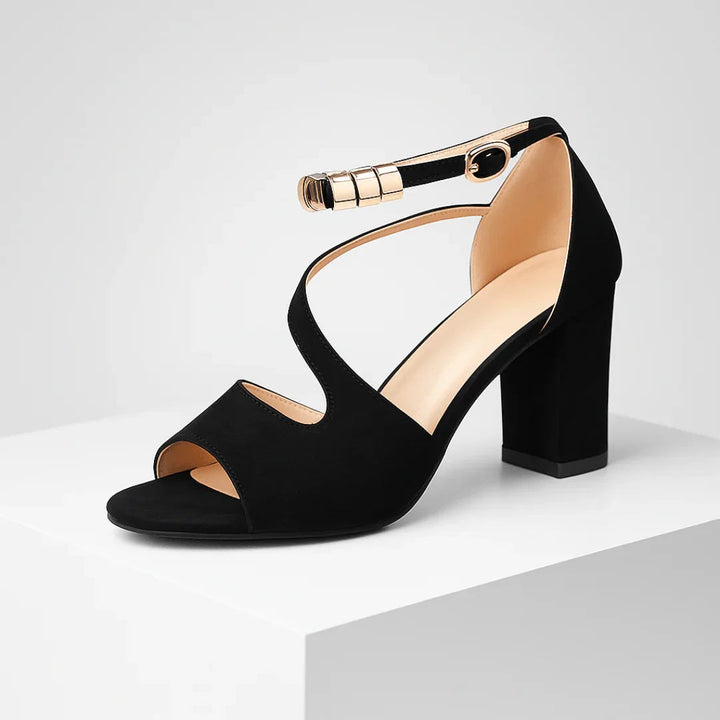 ALESSIA | LUXE GOLD-ACCENT ORTHOPEDIC BLOCK HEELS