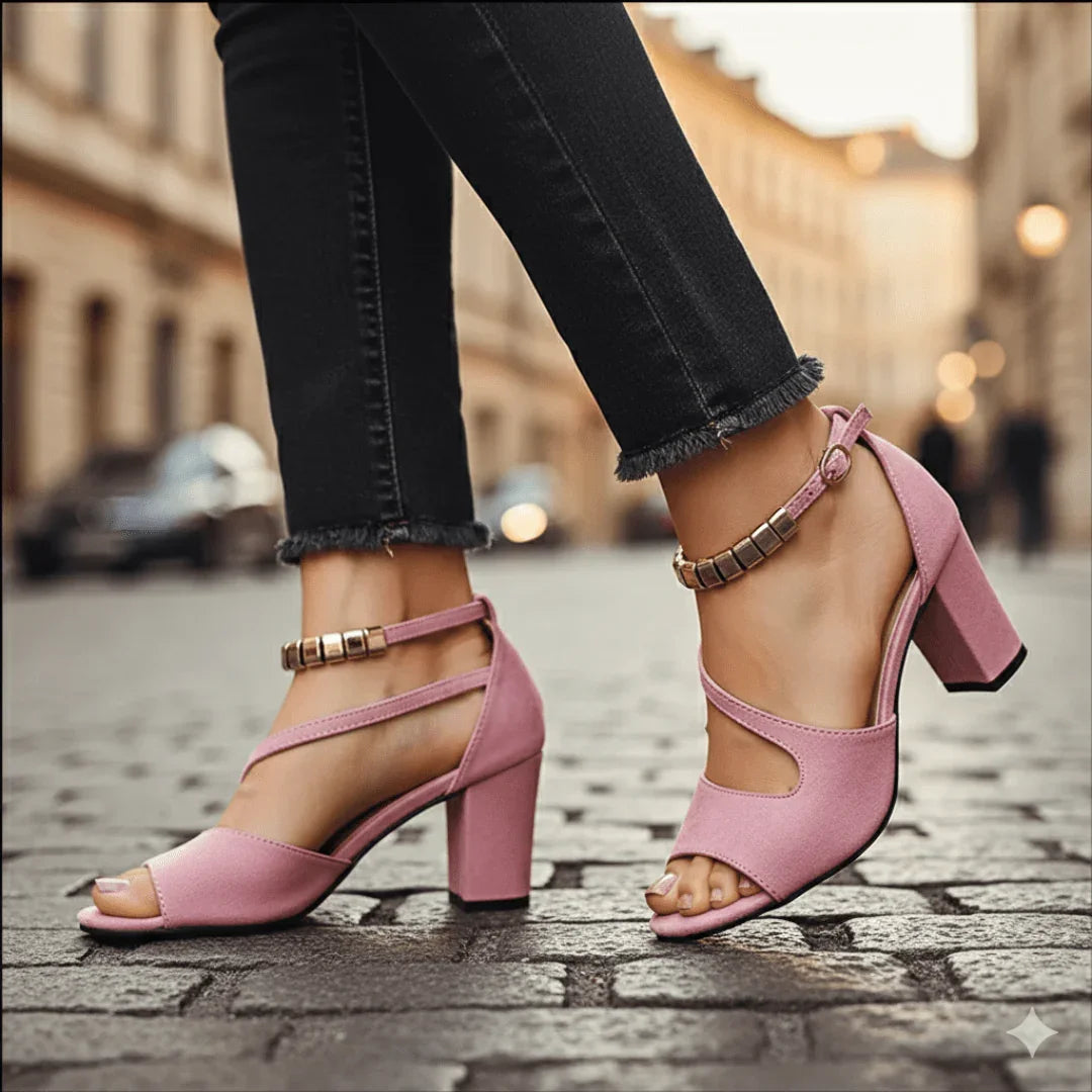ALESSIA | LUXE GOLD-ACCENT ORTHOPEDIC BLOCK HEELS