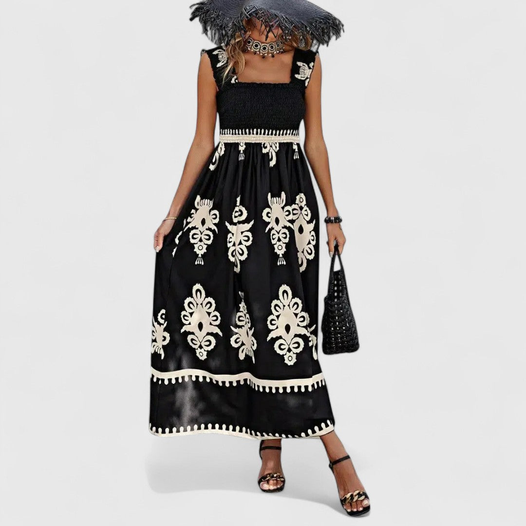 CHANELL | ELEGANT FLOWY BOHO MAXI DRESS