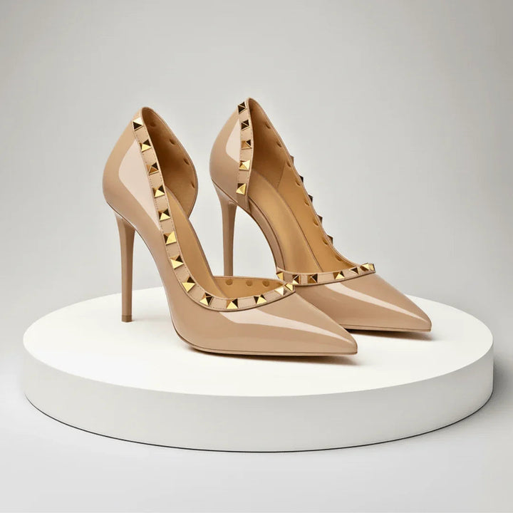 MARCELLA | LUXE STUDDED PATENT STILETTO PUMPS