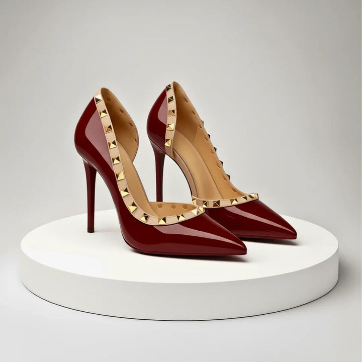 MARCELLA | LUXE STUDDED PATENT STILETTO PUMPS