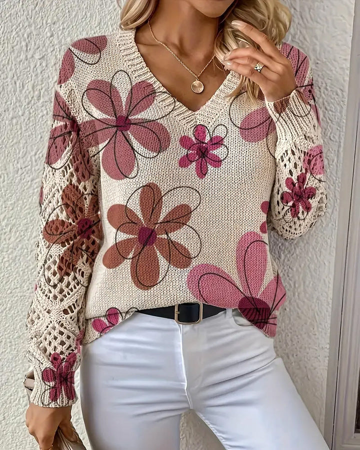 SAMANTHA | ELEGANT V-NECK OPENWORK KNIT JUMPER