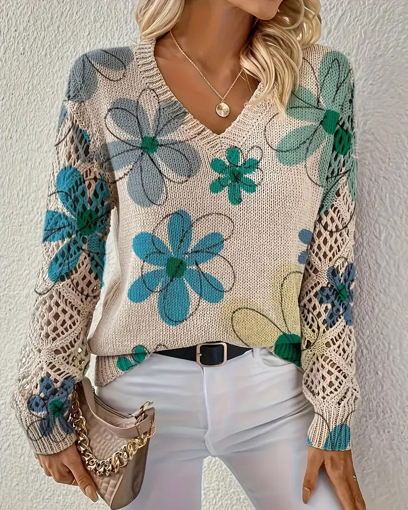 SAMANTHA | ELEGANT V-NECK OPENWORK KNIT JUMPER