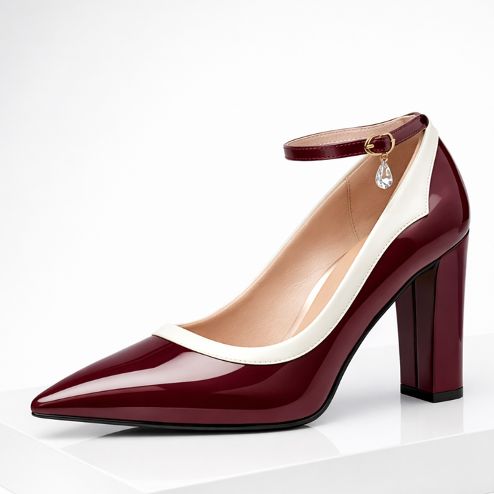 VIOLETTA | LUXE CRYSTAL-CHARM POINTED BLOCK HEELS