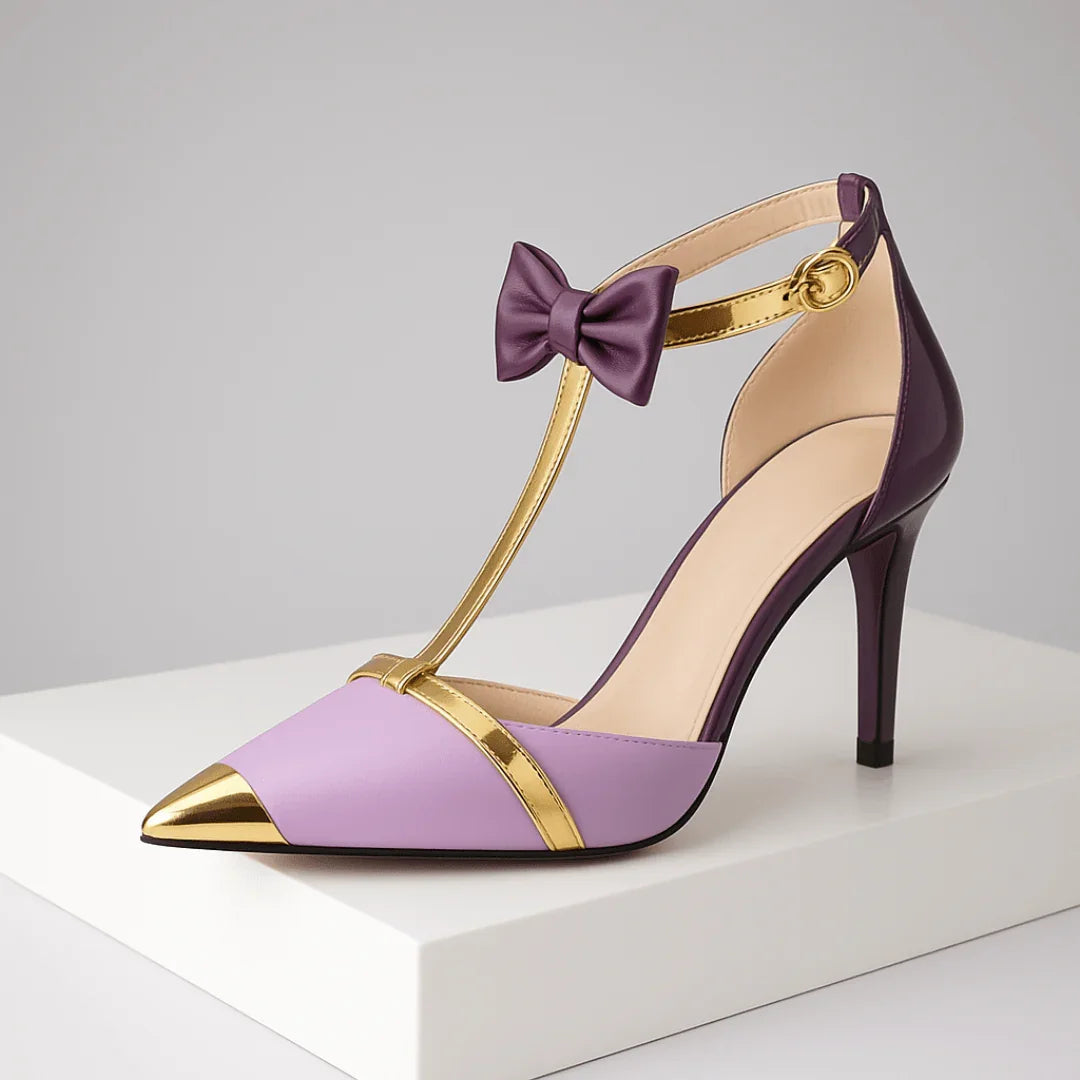 AURELIA | LUXE SATIN BOW T-STRAP STILETTO HEELS