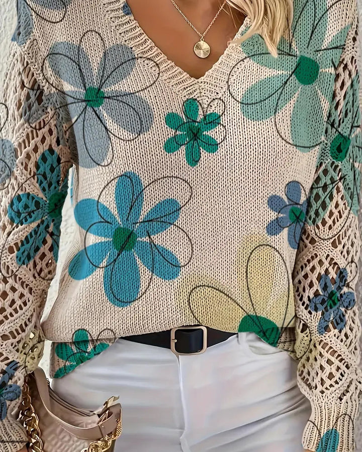 SAMANTHA | ELEGANT V-NECK OPENWORK KNIT JUMPER