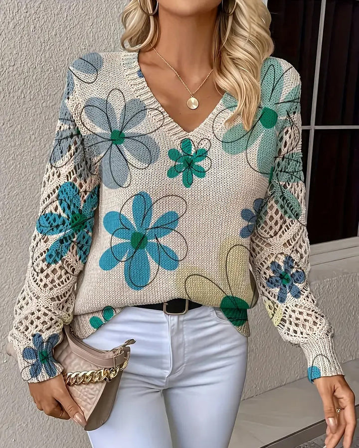 SAMANTHA | ELEGANT V-NECK OPENWORK KNIT JUMPER