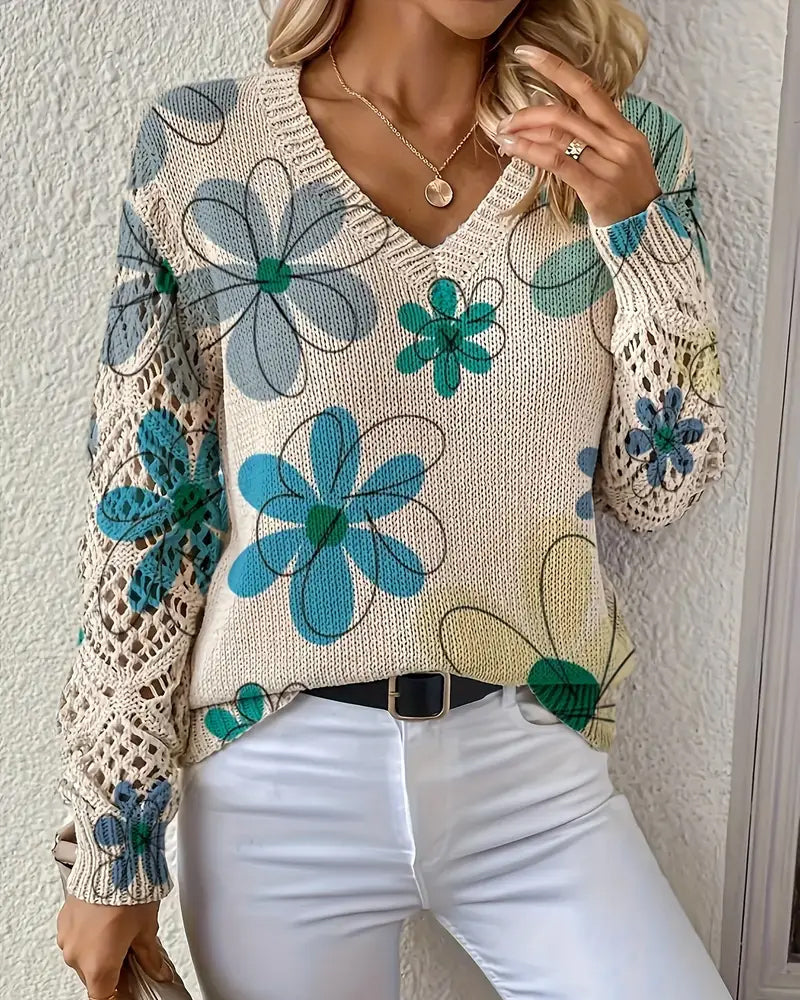SAMANTHA | ELEGANT V-NECK OPENWORK KNIT JUMPER