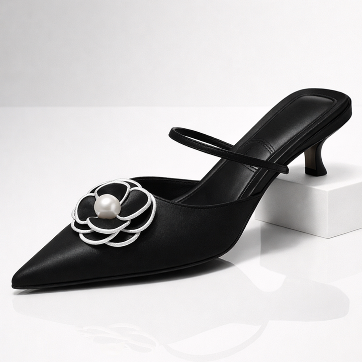 MIRELLA | ELEGANT PEARL-FLOWER POINTED MULES