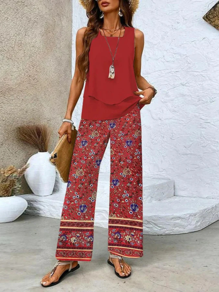 OVELYNRA | CHIC SLEEVELESS TWO-PIECE SET