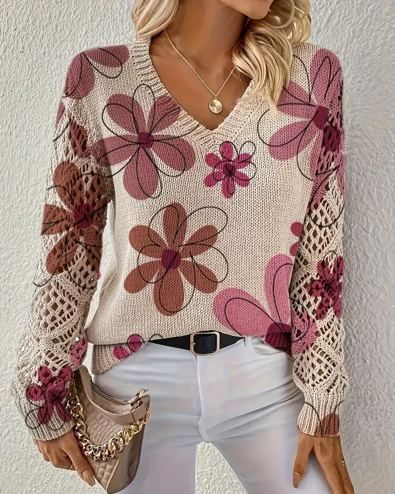 SAMANTHA | ELEGANT V-NECK OPENWORK KNIT JUMPER