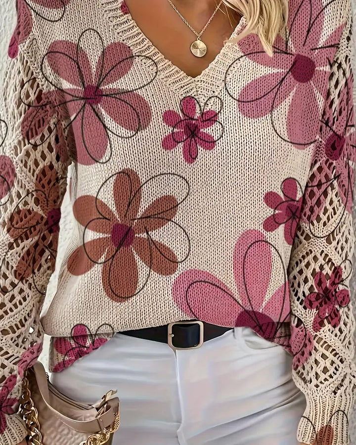 SAMANTHA | ELEGANT V-NECK OPENWORK KNIT JUMPER
