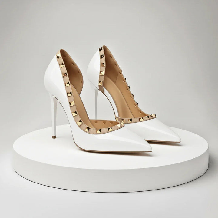 MARCELLA | LUXE STUDDED PATENT STILETTO PUMPS