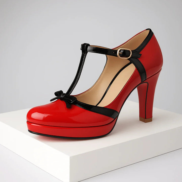 ELISE | ELEGANT BOW T-STRAP PLATFORM HEELS