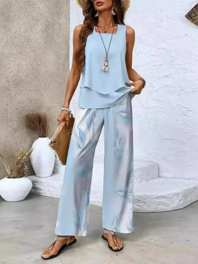 OVELYNRA | CHIC SLEEVELESS TWO-PIECE SET