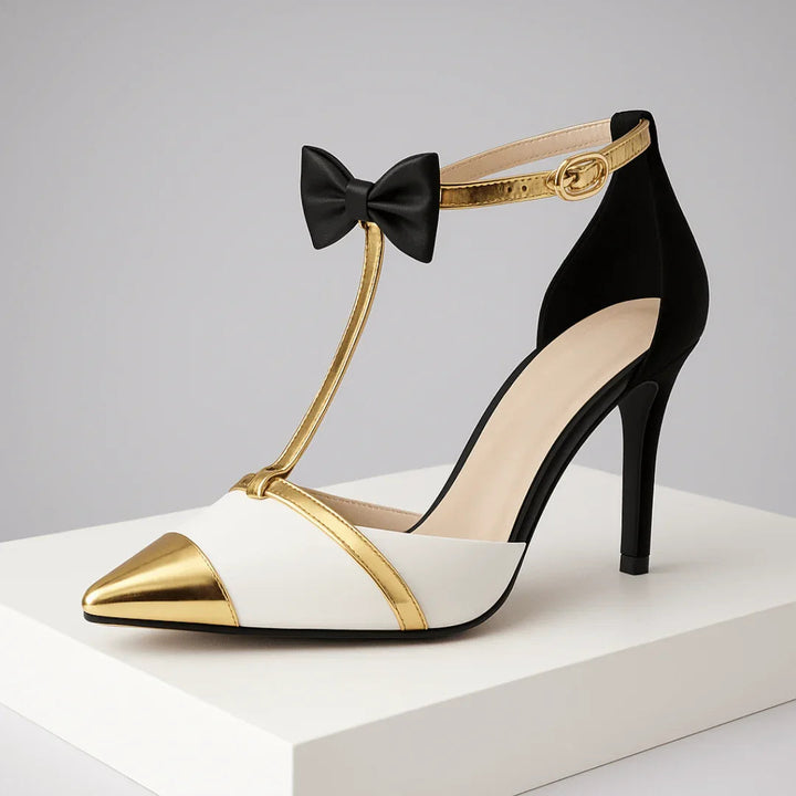 AURELIA | LUXE SATIN BOW T-STRAP STILETTO HEELS