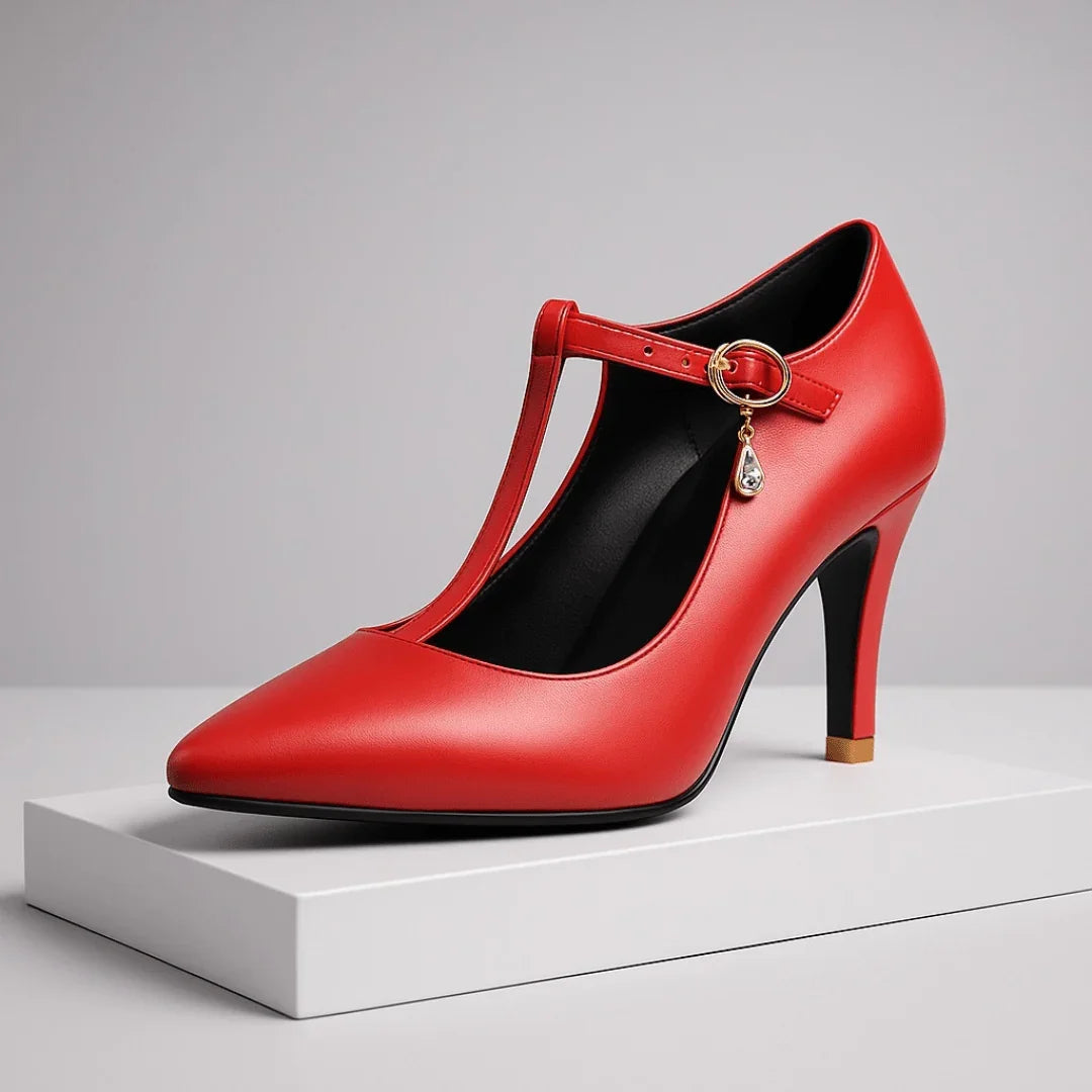 FIORELLA | LUXE GOLD-CHARM T-STRAP PLATFORM HEELS
