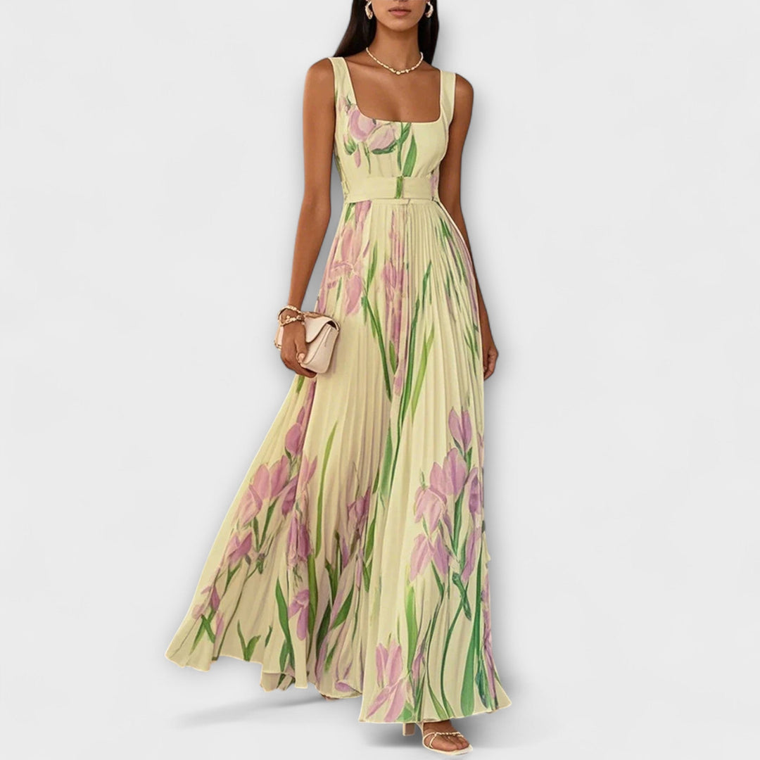 EVELYN | ELEGANT FLORAL CHIFFON MAXI DRESS