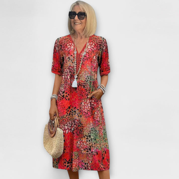 MAJA | FLORAL FLOWY DRESS WITH TUMMY COVERAGE