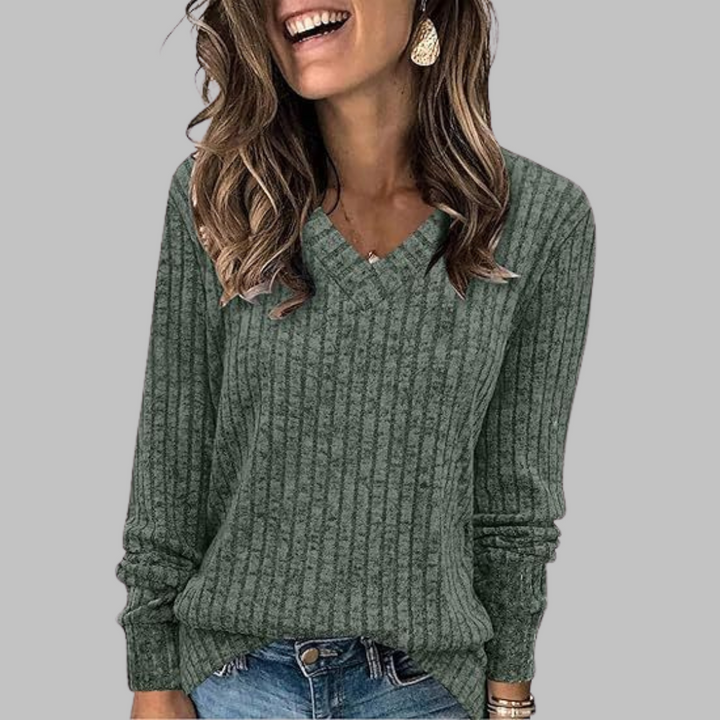 DERI | LUXE COMFY V-NECK LONG SLEEVE TOP