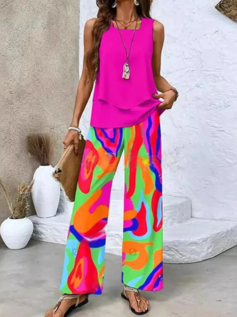 OVELYNRA | CHIC SLEEVELESS TWO-PIECE SET