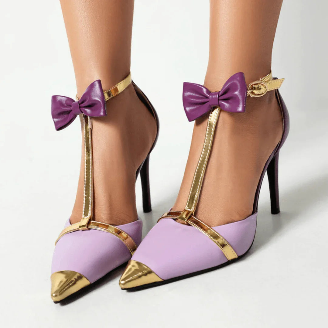 AURELIA | LUXE SATIN BOW T-STRAP STILETTO HEELS