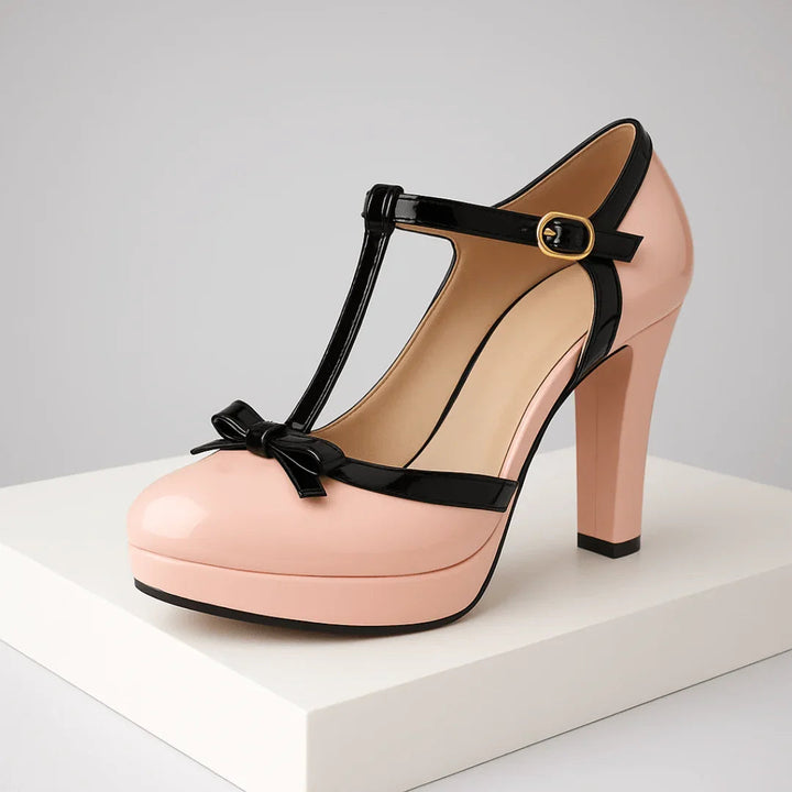 ELISE | ELEGANT BOW T-STRAP PLATFORM HEELS
