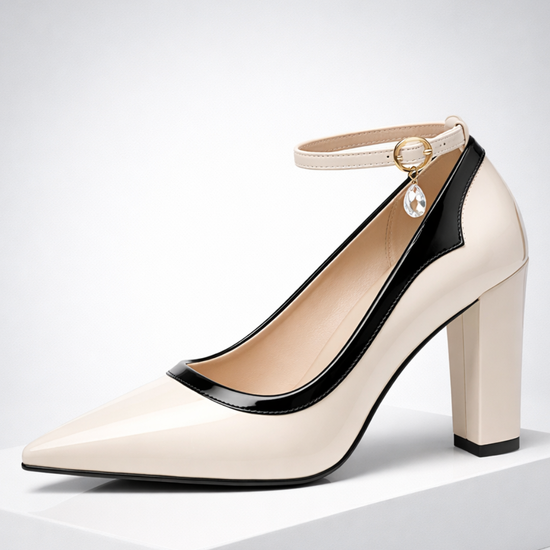 VIOLETTA | LUXE CRYSTAL-CHARM POINTED BLOCK HEELS