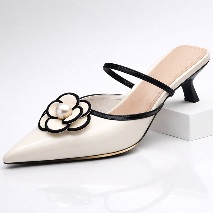 MIRELLA | ELEGANT PEARL-FLOWER POINTED MULES