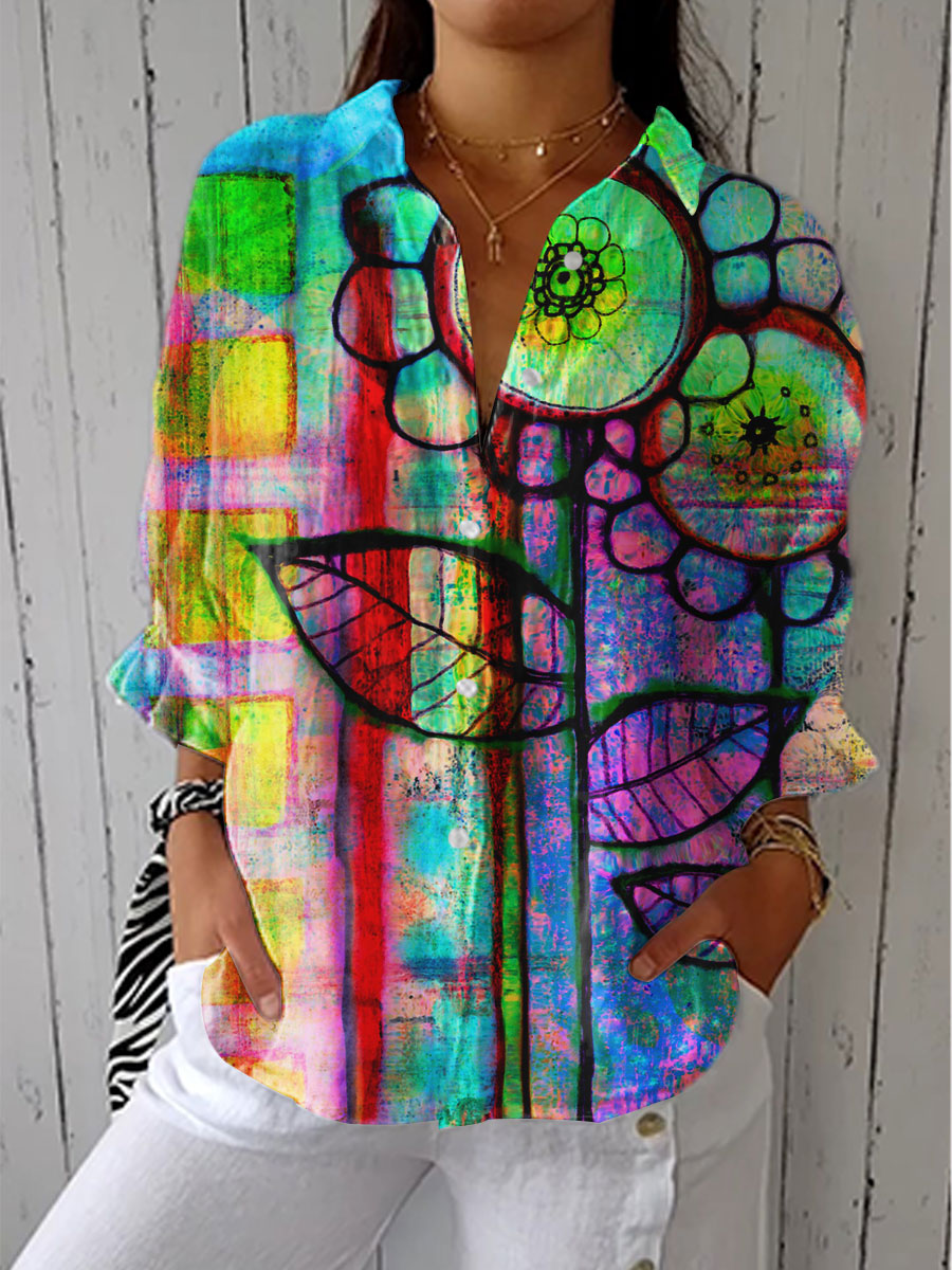 MELANIE | ELEGANT ARTISTIC BLOOM BLOUSE