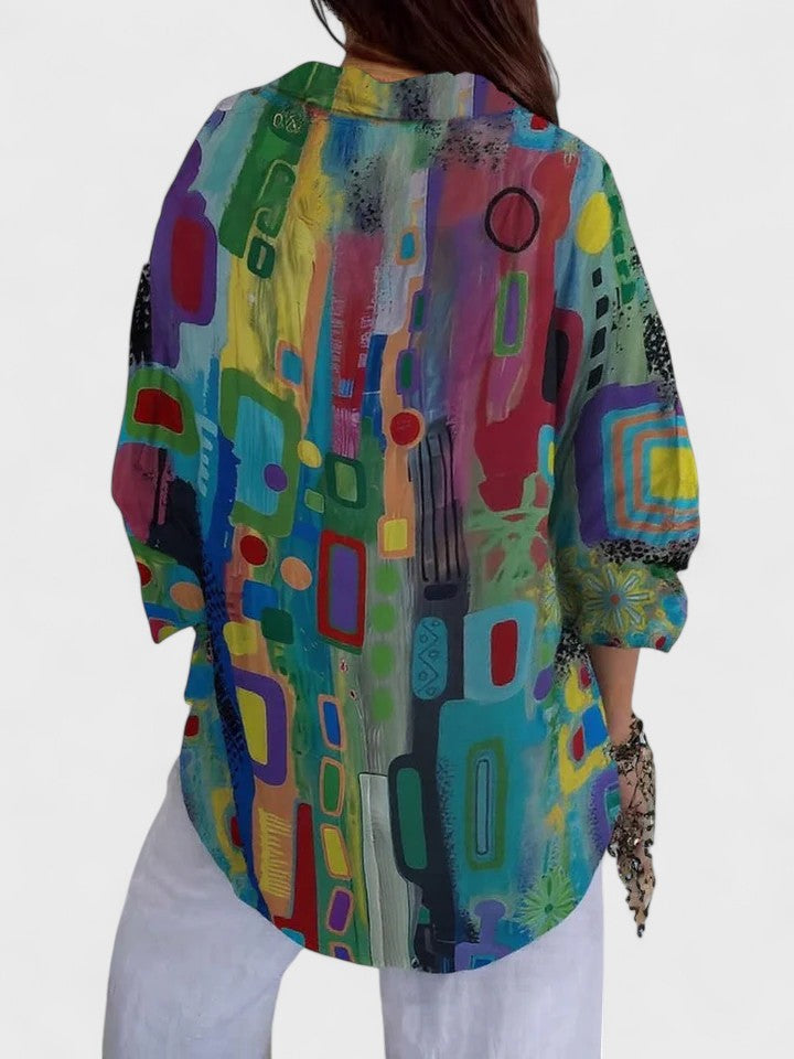 RACHEL | LUXE GEOMETRIC PATTERN BLOUSE