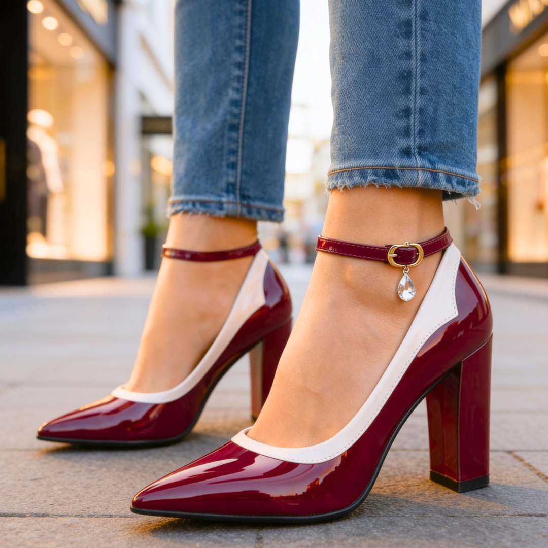 VIOLETTA | LUXE CRYSTAL-CHARM POINTED BLOCK HEELS