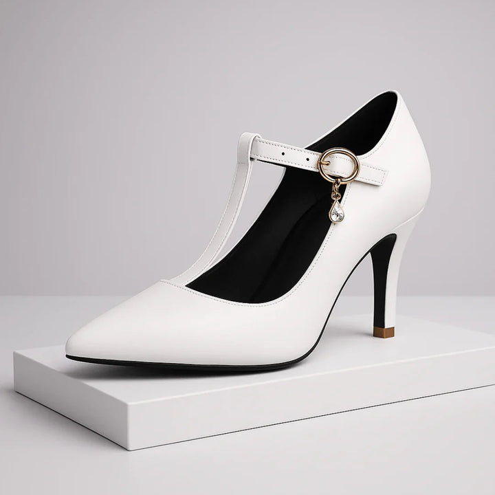 FIORELLA | LUXE GOLD-CHARM T-STRAP PLATFORM HEELS