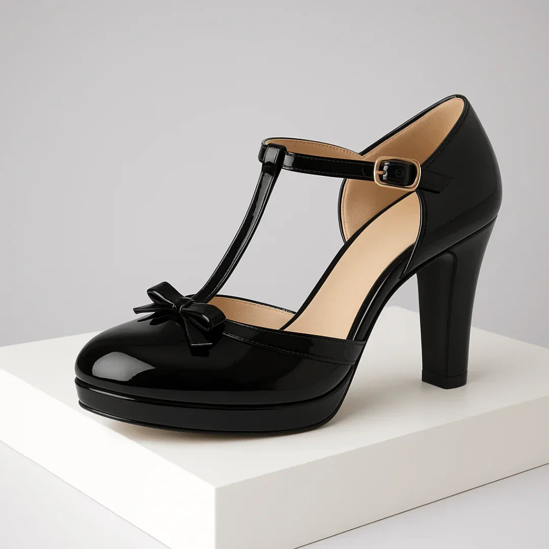 ELISE | ELEGANT BOW T-STRAP PLATFORM HEELS