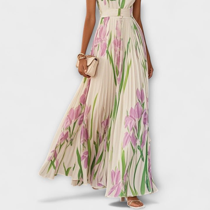 EVELYN | ELEGANT FLORAL CHIFFON MAXI DRESS