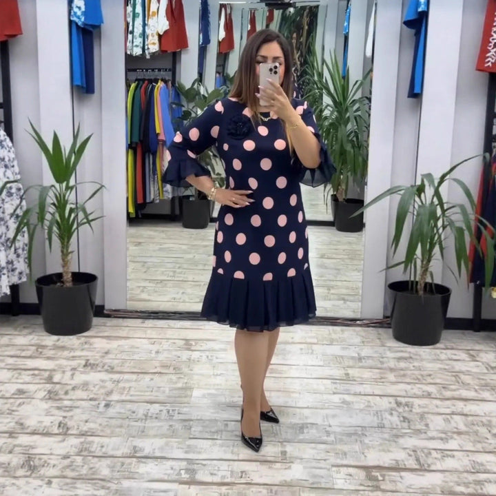 VIY | LUXE PLEATED POLKA DOT DRESS