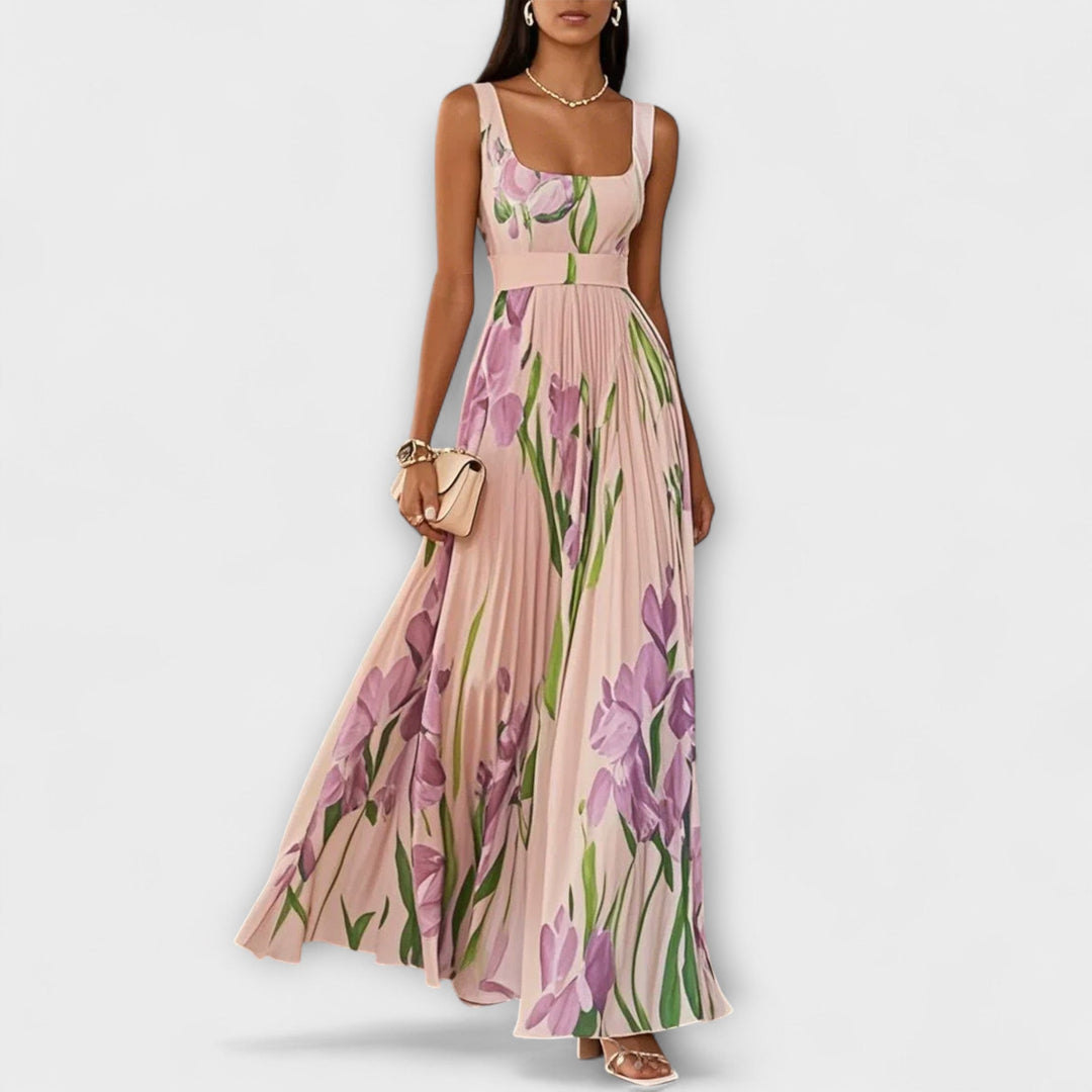 EVELYN | ELEGANT FLORAL CHIFFON MAXI DRESS