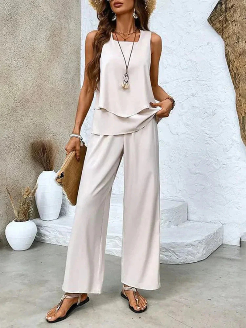 OVELYNRA | CHIC SLEEVELESS TWO-PIECE SET