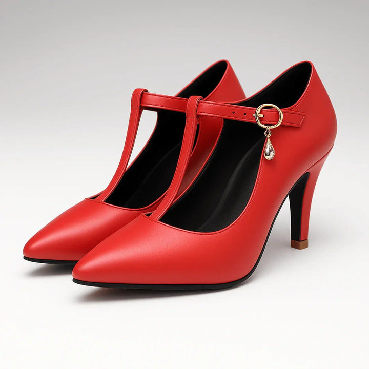FIORELLA | LUXE GOLD-CHARM T-STRAP PLATFORM HEELS