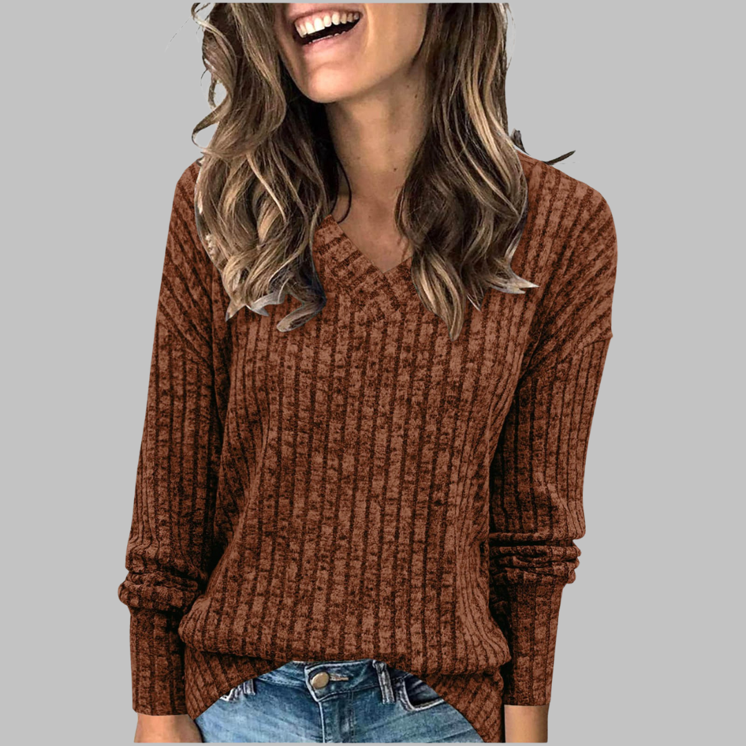 DERI | LUXE COMFY V-NECK LONG SLEEVE TOP