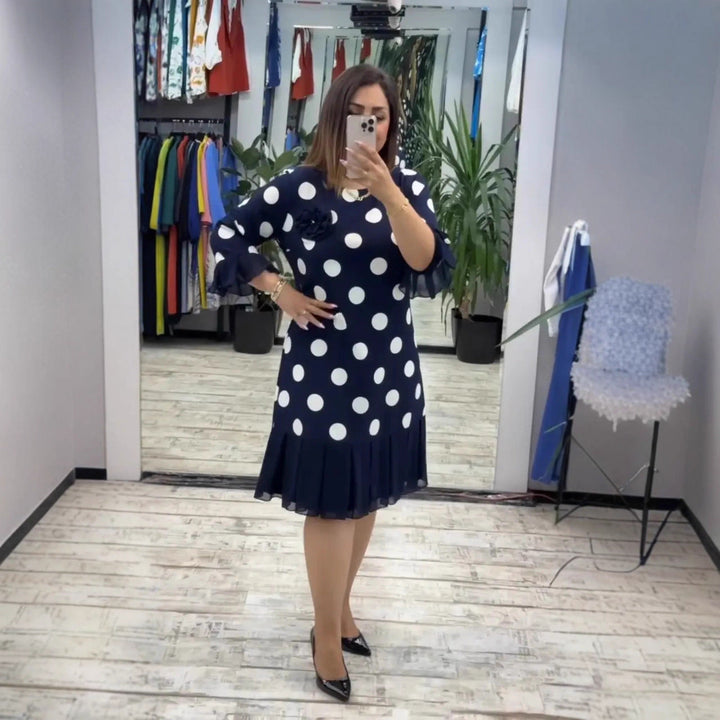 VIY | LUXE PLEATED POLKA DOT DRESS