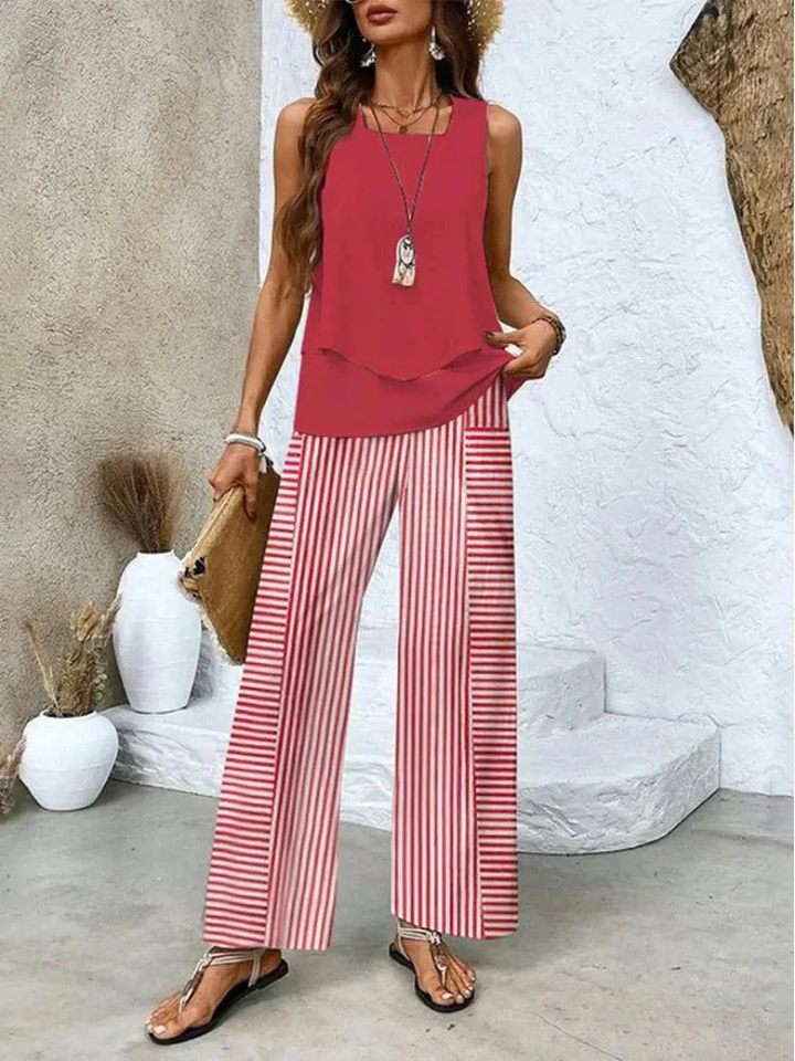 OVELYNRA | CHIC SLEEVELESS TWO-PIECE SET