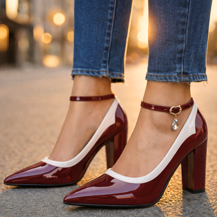 VIOLETTA | LUXE CRYSTAL-CHARM POINTED BLOCK HEELS