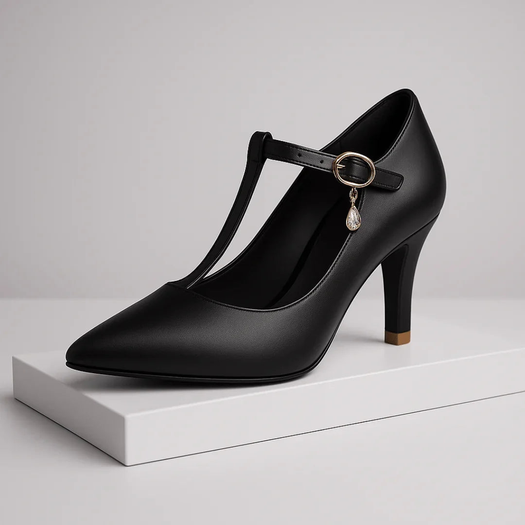 FIORELLA | LUXE GOLD-CHARM T-STRAP PLATFORM HEELS