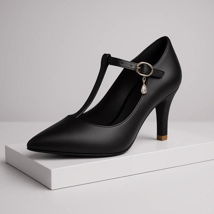 FIORELLA | LUXE GOLD-CHARM T-STRAP PLATFORM HEELS