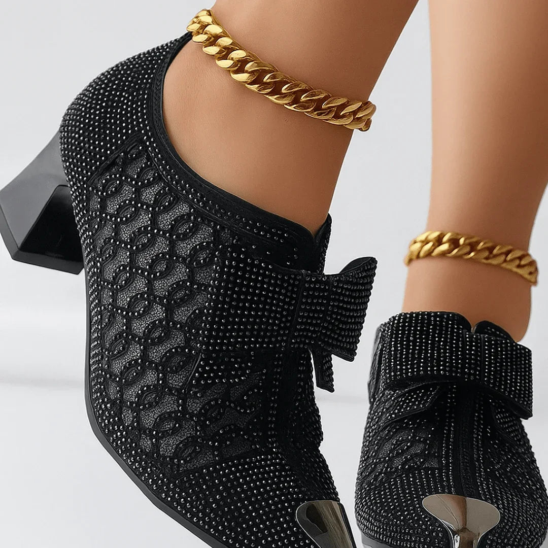 SABRINA | LUXE BOW POINTED BLOCK HEELS