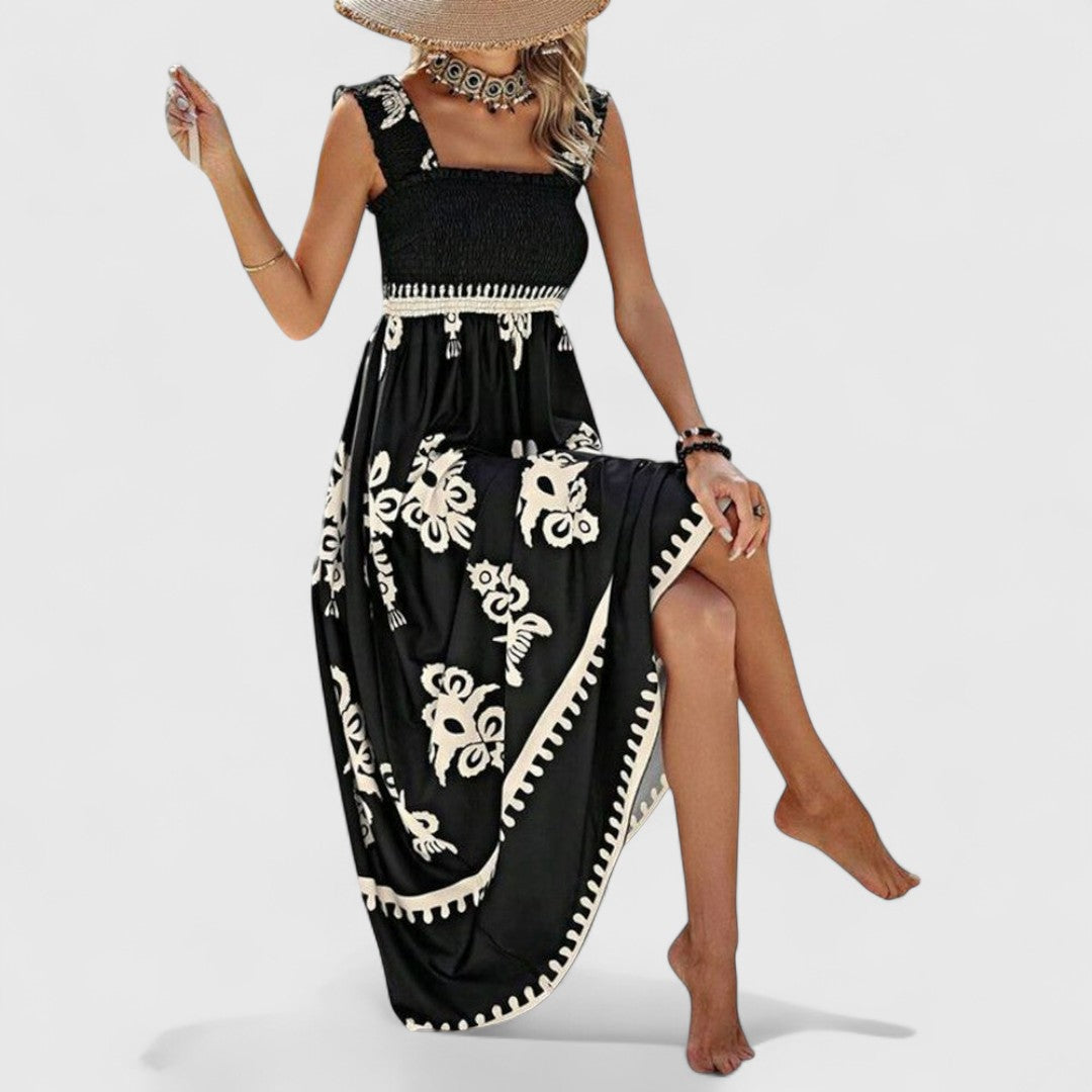 CHANELL | ELEGANT FLOWY BOHO MAXI DRESS