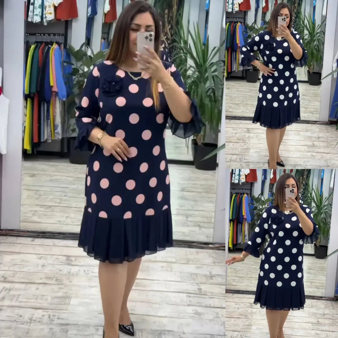 VIY | LUXE PLEATED POLKA DOT DRESS